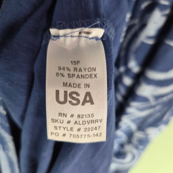 Fresh Produce Womens Blue Print V-Neck Empire Waist Sleeveless Dress Size Large - Picture 6 of 7